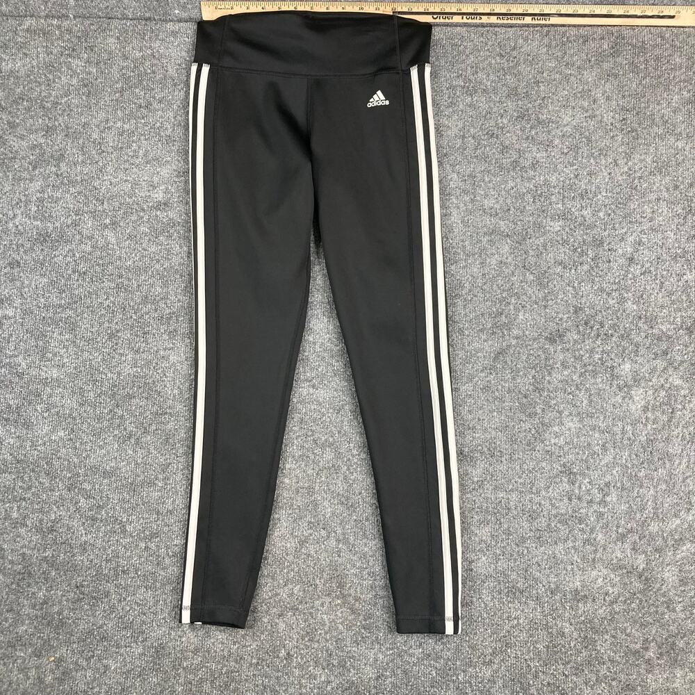Adidas Climalite Leggings Womens Size M Black 3 Stripe Active Stretch Pants